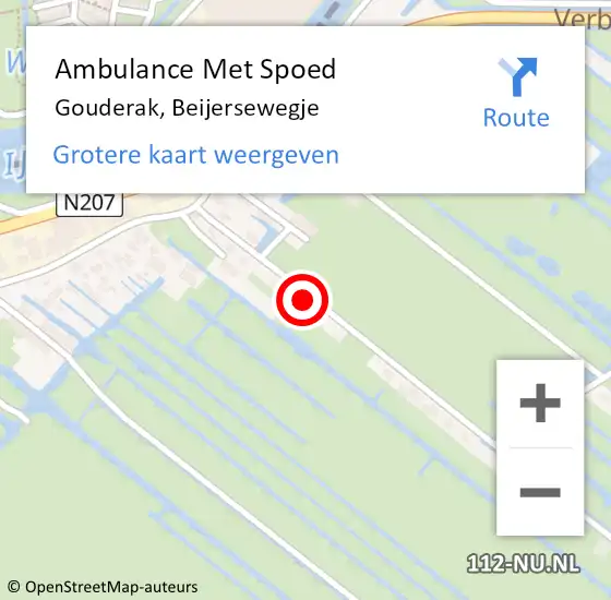 Locatie op kaart van de 112 melding: Ambulance Met Spoed Naar Gouderak, Beijersewegje op 24 oktober 2021 05:39