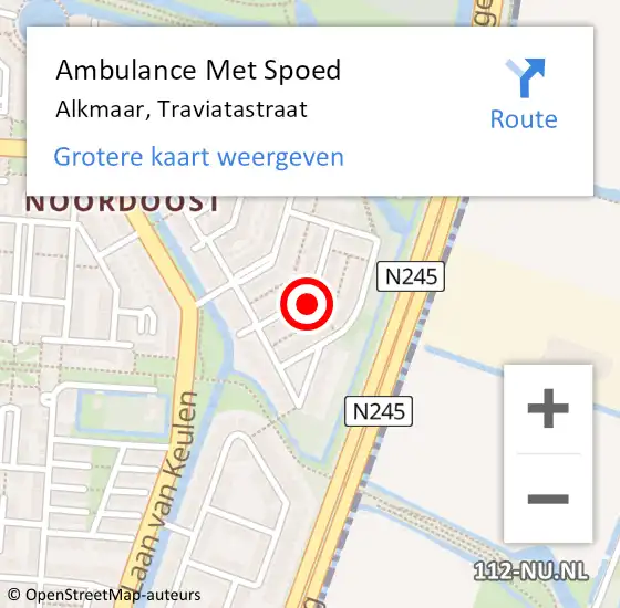 Locatie op kaart van de 112 melding: Ambulance Met Spoed Naar Alkmaar, Traviatastraat op 24 oktober 2021 05:44