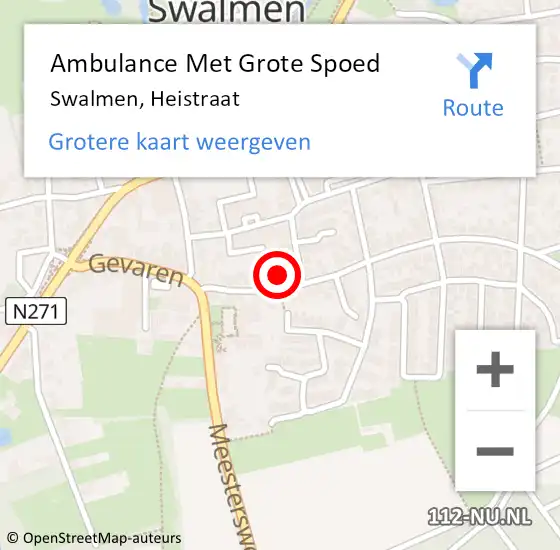 Locatie op kaart van de 112 melding: Ambulance Met Grote Spoed Naar Swalmen, Heistraat op 24 oktober 2021 06:53