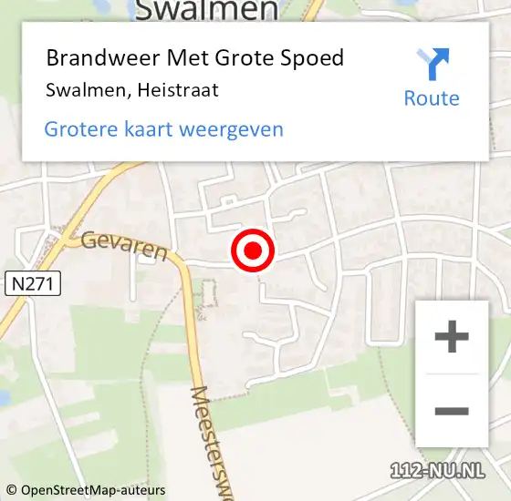 Locatie op kaart van de 112 melding: Brandweer Met Grote Spoed Naar Swalmen, Heistraat op 24 oktober 2021 06:54