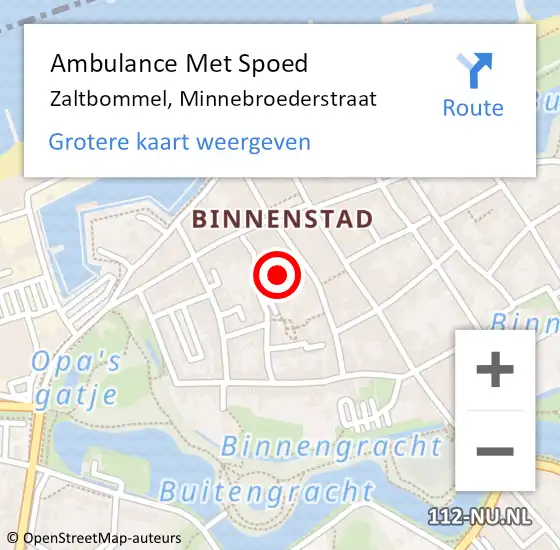 Locatie op kaart van de 112 melding: Ambulance Met Spoed Naar Zaltbommel, Minnebroederstraat op 27 juni 2014 01:49