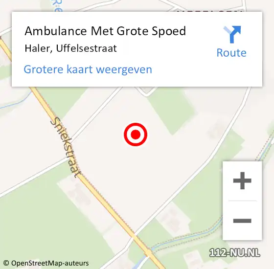 Locatie op kaart van de 112 melding: Ambulance Met Grote Spoed Naar Haler, Uffelsestraat op 24 oktober 2021 08:02