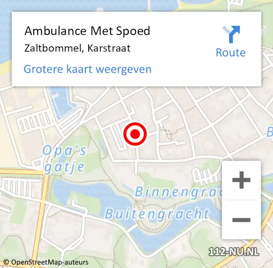 Locatie op kaart van de 112 melding: Ambulance Met Spoed Naar Zaltbommel, Karstraat op 24 oktober 2021 08:28