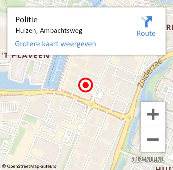 Locatie op kaart van de 112 melding: Politie Huizen, Ambachtsweg op 24 oktober 2021 08:29