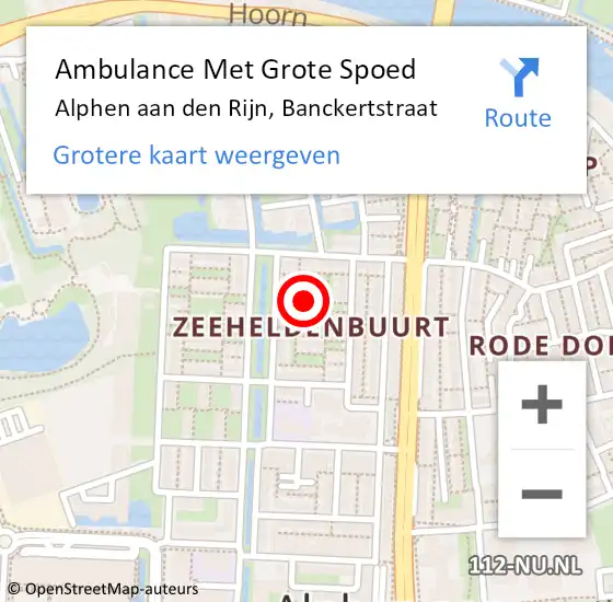 Locatie op kaart van de 112 melding: Ambulance Met Grote Spoed Naar Alphen aan den Rijn, Banckertstraat op 24 oktober 2021 08:35