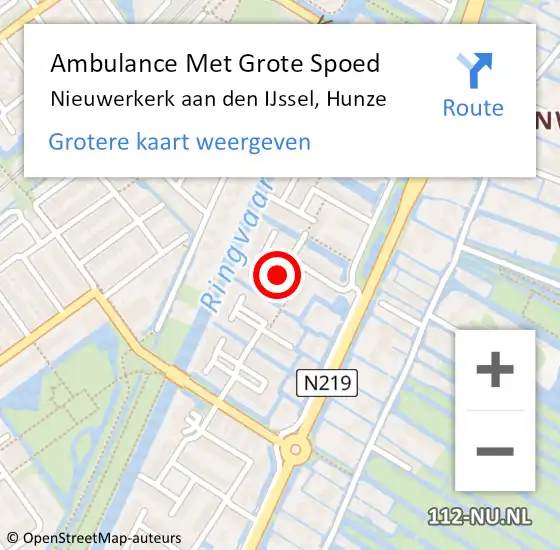 Locatie op kaart van de 112 melding: Ambulance Met Grote Spoed Naar Nieuwerkerk aan den IJssel, Hunze op 24 oktober 2021 08:51