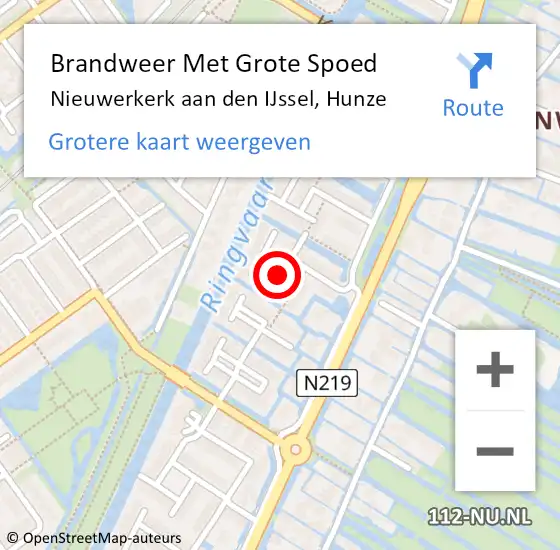 Locatie op kaart van de 112 melding: Brandweer Met Grote Spoed Naar Nieuwerkerk aan den IJssel, Hunze op 24 oktober 2021 09:09