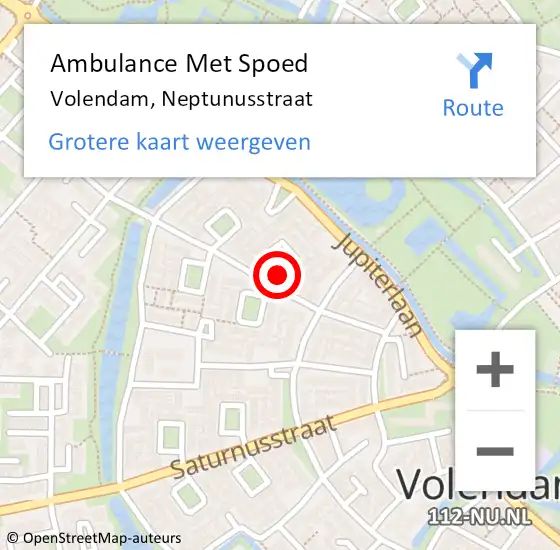 Locatie op kaart van de 112 melding: Ambulance Met Spoed Naar Volendam, Neptunusstraat op 24 oktober 2021 09:13