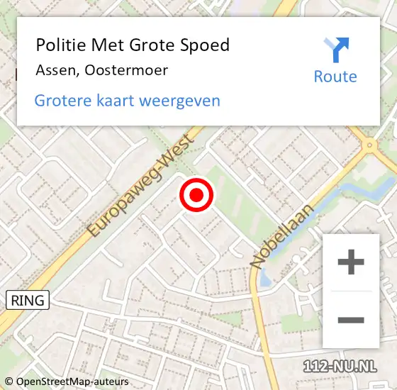 Locatie op kaart van de 112 melding: Politie Met Grote Spoed Naar Assen, Oostermoer op 24 oktober 2021 09:13