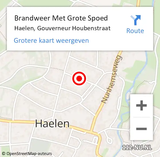 Locatie op kaart van de 112 melding: Brandweer Met Grote Spoed Naar Haelen, Gouverneur Houbenstraat op 24 oktober 2021 09:45