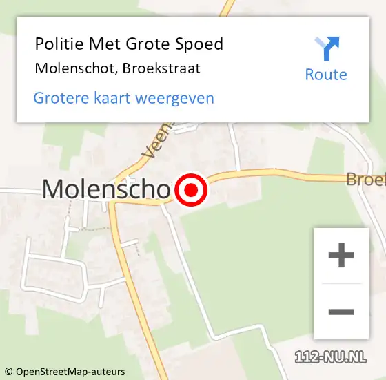 Locatie op kaart van de 112 melding: Politie Met Grote Spoed Naar Molenschot, Broekstraat op 24 oktober 2021 09:48