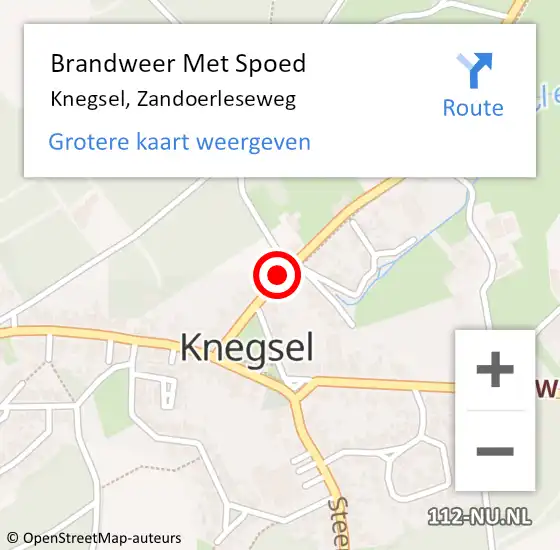 Locatie op kaart van de 112 melding: Brandweer Met Spoed Naar Knegsel, Zandoerleseweg op 24 oktober 2021 10:00