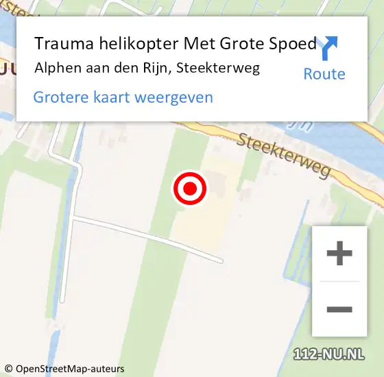 Locatie op kaart van de 112 melding: Trauma helikopter Met Grote Spoed Naar Alphen aan den Rijn, Steekterweg op 24 oktober 2021 10:39