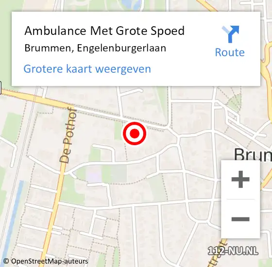 Locatie op kaart van de 112 melding: Ambulance Met Grote Spoed Naar Brummen, Engelenburgerlaan op 24 oktober 2021 10:54