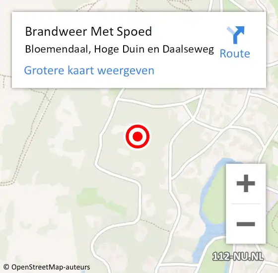 Locatie op kaart van de 112 melding: Brandweer Met Spoed Naar Bloemendaal, Hoge Duin en Daalseweg op 24 oktober 2021 11:04