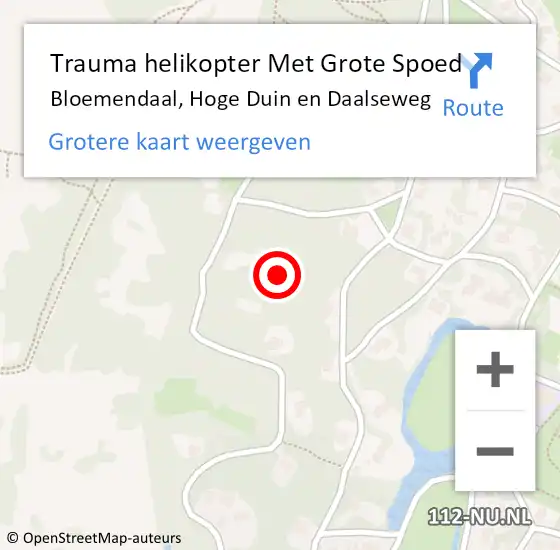 Locatie op kaart van de 112 melding: Trauma helikopter Met Grote Spoed Naar Bloemendaal, Hoge Duin en Daalseweg op 24 oktober 2021 11:05