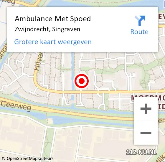 Locatie op kaart van de 112 melding: Ambulance Met Spoed Naar Zwijndrecht, Singraven op 24 oktober 2021 11:37