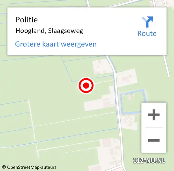 Locatie op kaart van de 112 melding: Politie Hoogland, Slaagseweg op 24 oktober 2021 11:53