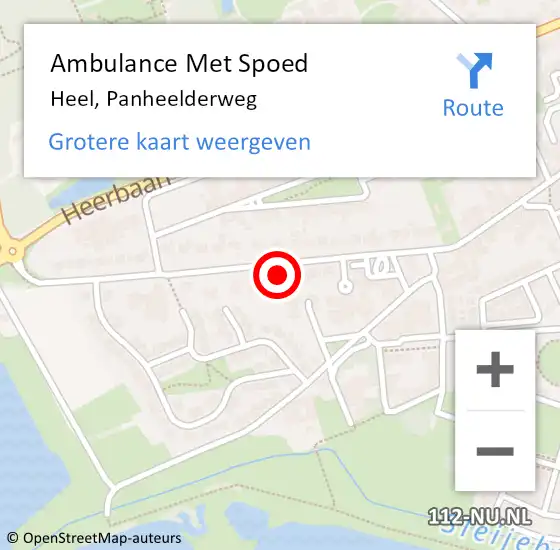 Locatie op kaart van de 112 melding: Ambulance Met Spoed Naar Heel, Panheelderweg op 24 oktober 2021 11:59