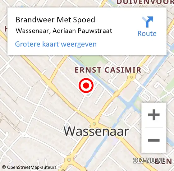 Locatie op kaart van de 112 melding: Brandweer Met Spoed Naar Wassenaar, Adriaan Pauwstraat op 24 oktober 2021 11:59