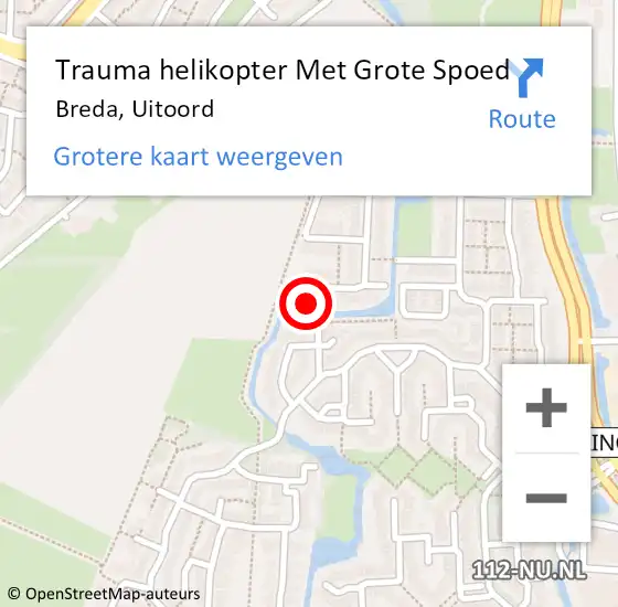 Locatie op kaart van de 112 melding: Trauma helikopter Met Grote Spoed Naar Breda, Uitoord op 24 oktober 2021 12:14