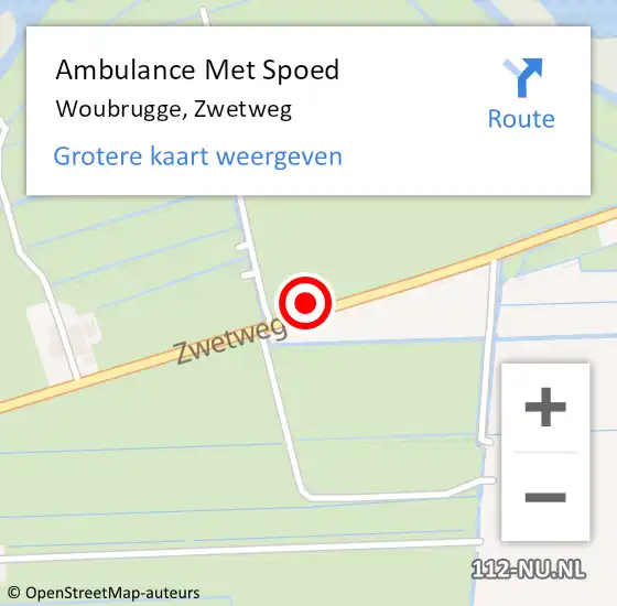 Locatie op kaart van de 112 melding: Ambulance Met Spoed Naar Woubrugge, Zwetweg op 24 oktober 2021 12:38