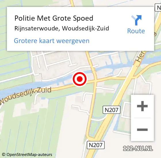 Locatie op kaart van de 112 melding: Politie Met Grote Spoed Naar Rijnsaterwoude, Woudsedijk-Zuid op 24 oktober 2021 12:40