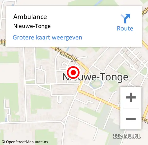 Locatie op kaart van de 112 melding: Ambulance Nieuwe-Tonge op 24 oktober 2021 13:14