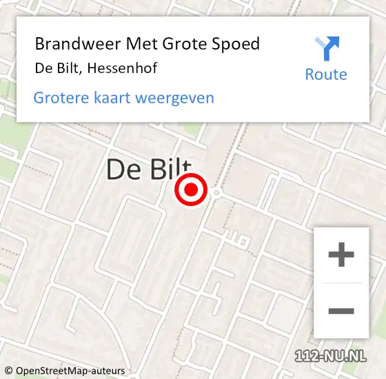 Locatie op kaart van de 112 melding: Brandweer Met Grote Spoed Naar De Bilt, Hessenhof op 24 oktober 2021 13:15