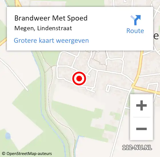 Locatie op kaart van de 112 melding: Brandweer Met Spoed Naar Megen, Lindenstraat op 24 oktober 2021 13:45