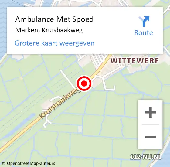 Locatie op kaart van de 112 melding: Ambulance Met Spoed Naar Marken, Kruisbaakweg op 24 oktober 2021 14:08