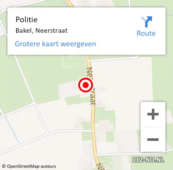 Locatie op kaart van de 112 melding: Politie Bakel, Neerstraat op 24 oktober 2021 14:16