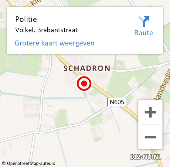 Locatie op kaart van de 112 melding: Politie Volkel, Brabantstraat op 24 oktober 2021 14:20