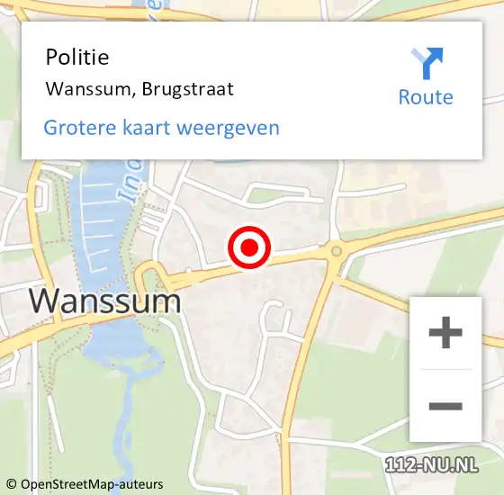 Locatie op kaart van de 112 melding: Politie Wanssum, Brugstraat op 24 oktober 2021 14:33