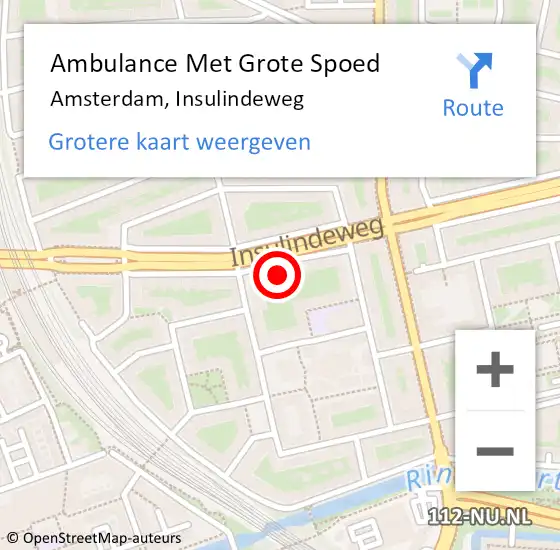 Locatie op kaart van de 112 melding: Ambulance Met Grote Spoed Naar Amsterdam, Insulindeweg op 24 oktober 2021 14:42
