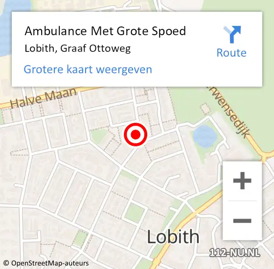 Locatie op kaart van de 112 melding: Ambulance Met Grote Spoed Naar Lobith, Graaf Ottoweg op 24 oktober 2021 14:45