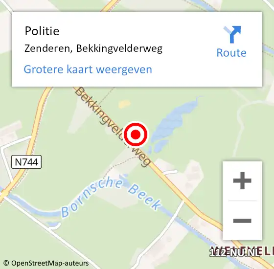 Locatie op kaart van de 112 melding: Politie Zenderen, Bekkingvelderweg op 24 oktober 2021 14:48