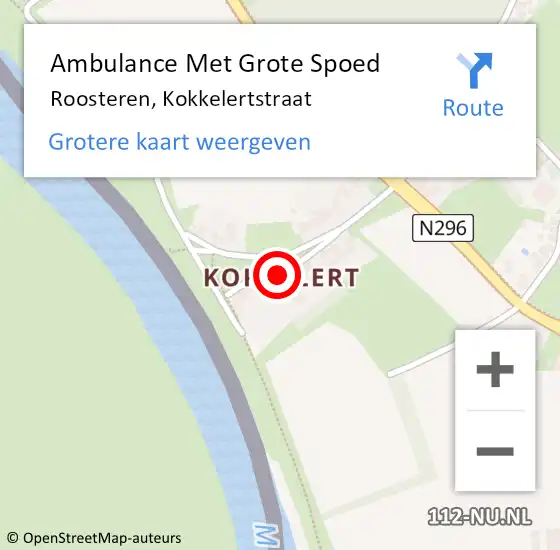 Locatie op kaart van de 112 melding: Ambulance Met Grote Spoed Naar Roosteren, Kokkelertstraat op 24 oktober 2021 15:10