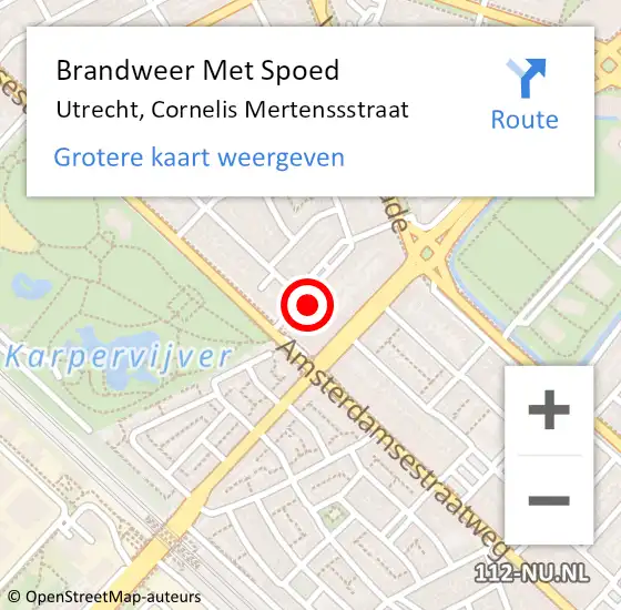 Locatie op kaart van de 112 melding: Brandweer Met Spoed Naar Utrecht, Cornelis Mertenssstraat op 24 oktober 2021 15:19