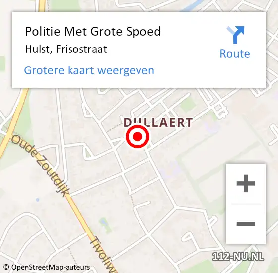 Locatie op kaart van de 112 melding: Politie Met Grote Spoed Naar Hulst, Frisostraat op 24 oktober 2021 15:42