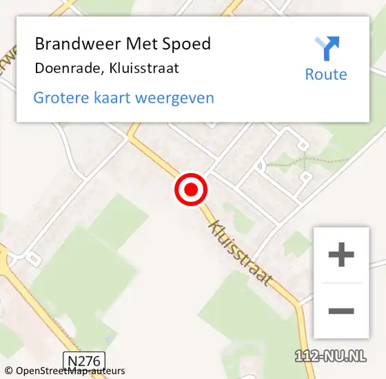 Locatie op kaart van de 112 melding: Brandweer Met Spoed Naar Doenrade, Kluisstraat op 24 oktober 2021 15:58