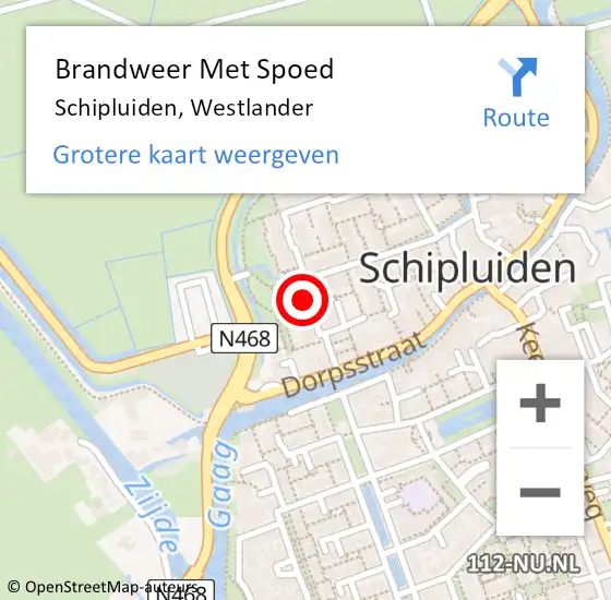 Locatie op kaart van de 112 melding: Brandweer Met Spoed Naar Schipluiden, Westlander op 24 oktober 2021 16:03