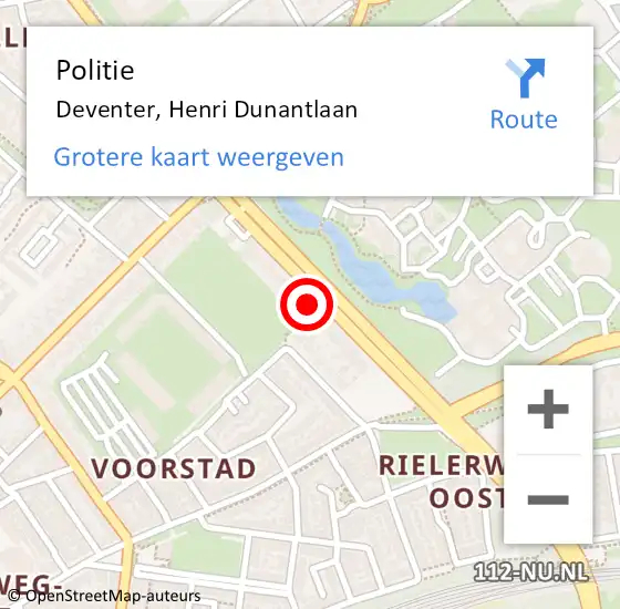 Locatie op kaart van de 112 melding: Politie Deventer, Henri Dunantlaan op 24 oktober 2021 16:27