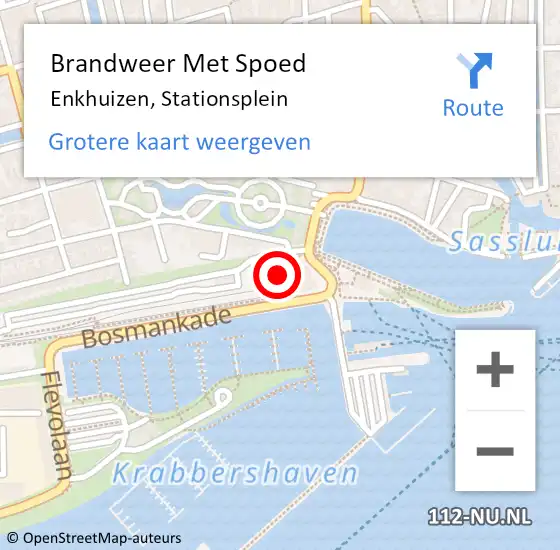 Locatie op kaart van de 112 melding: Brandweer Met Spoed Naar Enkhuizen, Stationsplein op 24 oktober 2021 16:31