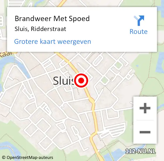 Locatie op kaart van de 112 melding: Brandweer Met Spoed Naar Sluis, Ridderstraat op 24 oktober 2021 16:32