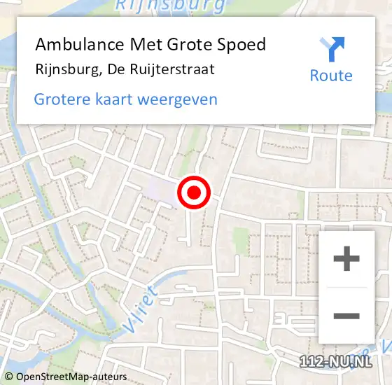 Locatie op kaart van de 112 melding: Ambulance Met Grote Spoed Naar Rijnsburg, De Ruijterstraat op 24 oktober 2021 16:37