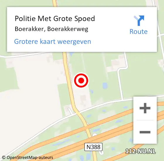 Locatie op kaart van de 112 melding: Politie Met Grote Spoed Naar Boerakker, Boerakkerweg op 24 oktober 2021 16:56