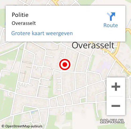 Locatie op kaart van de 112 melding: Politie Overasselt op 24 oktober 2021 17:03