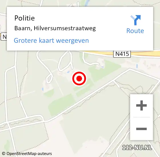 Locatie op kaart van de 112 melding: Politie Baarn, Hilversumsestraatweg op 24 oktober 2021 17:08