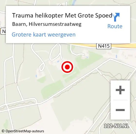 Locatie op kaart van de 112 melding: Trauma helikopter Met Grote Spoed Naar Baarn, Hilversumsestraatweg op 24 oktober 2021 17:09